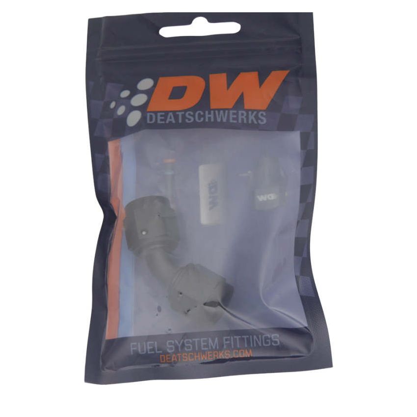 DeatschWerks 6AN Flare Female Swivel 45-Degree to 6AN Flare Female Swivel - Anodized Matte Black