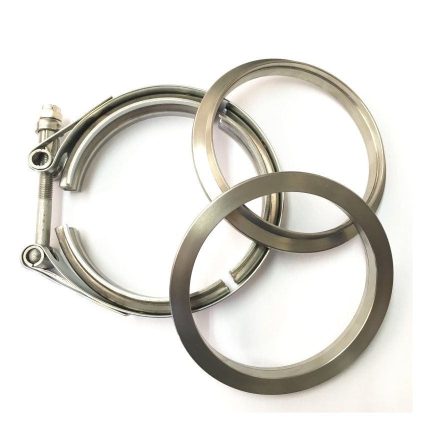 Ticon Industries 3.5in Titanium V-Band Clamp Assembly (2 Flanges/1 Clamp)