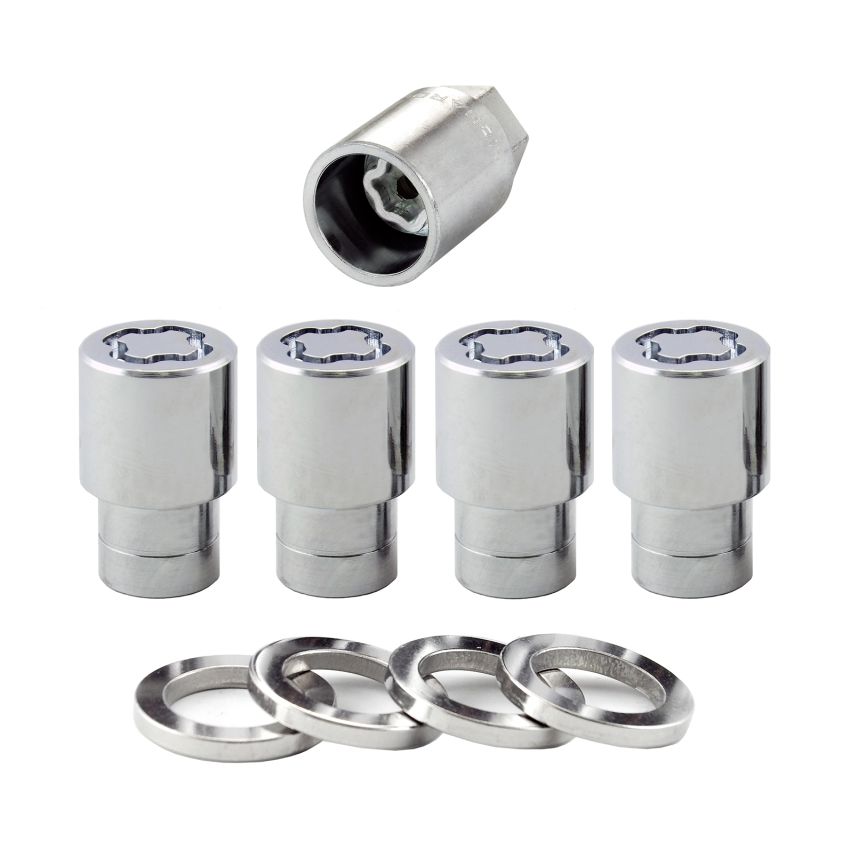 McGard Wheel Lock Nut Set - 4pk. (Reg. Shank Seat) M12X1.5 / 13/16 Hex / 1.38in. Length - Chrome