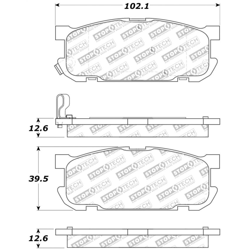 Stoptech 309.08910 Performance 01-05 Miata w/ Sport Suspension Rear Brake Pads D891