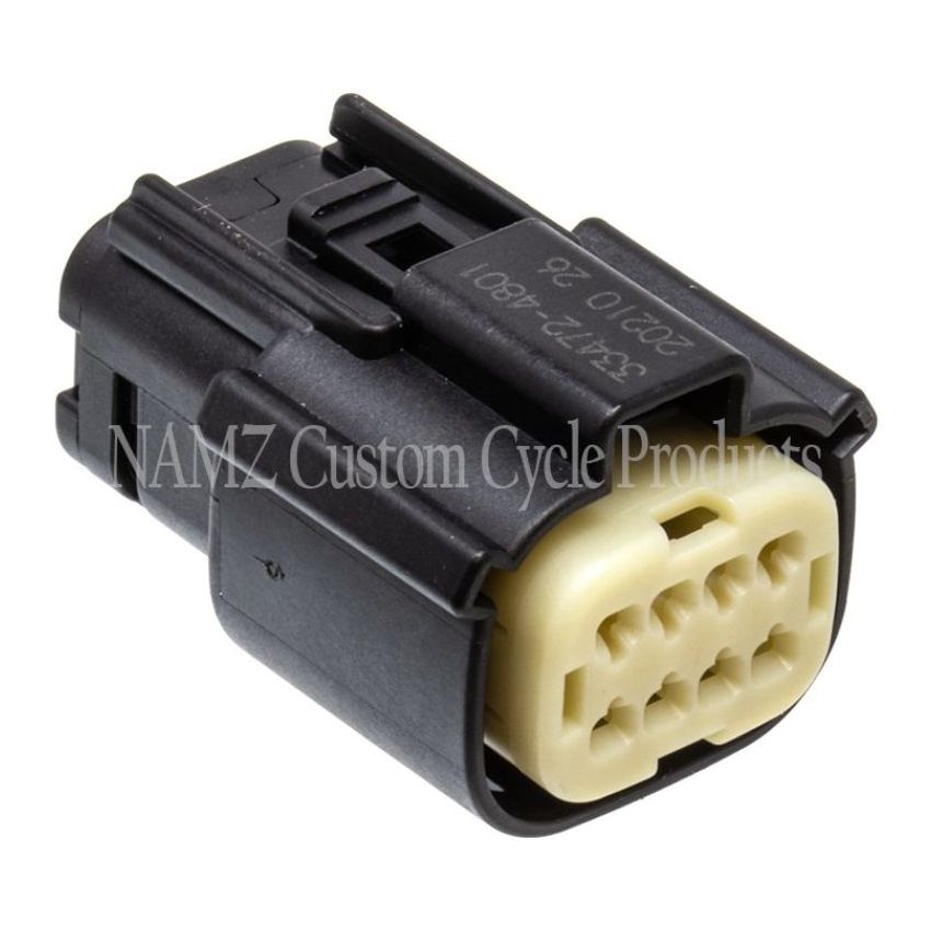 NAMZ NM-33472-0801 07-23 V-Twin VRSAW/CR/CX Models Molex MX-150 8-Position Female Connector - Blk (HD 72479-07BK)