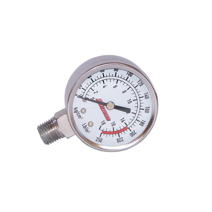 Kleinn Air Horns 1024 Kleinn Stem Mount Analog Chrome-Plated Air Gauge/ 0-250 PSI - 1/4In M NPT Inlet