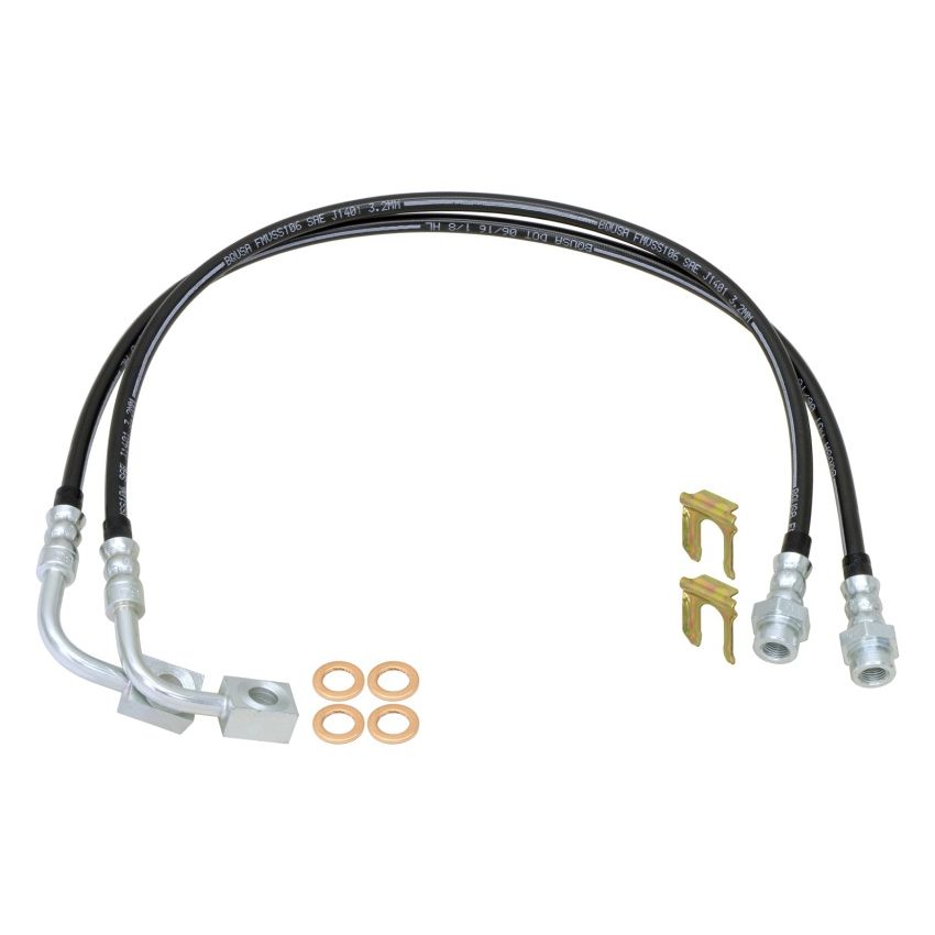 RockJock JK Rear Braided Brake Hose Kit 25.5in Long