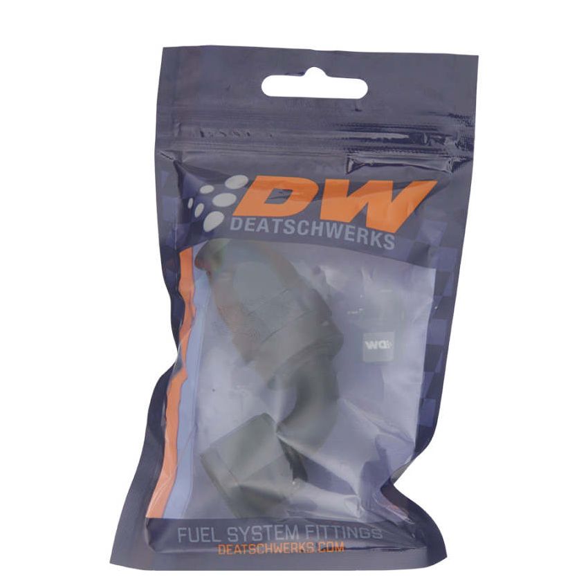 DeatschWerks 8AN Female Swivel 90-Degree Hose End PTFE (Incl 1 Olive Insert) - Anodized Matte Black