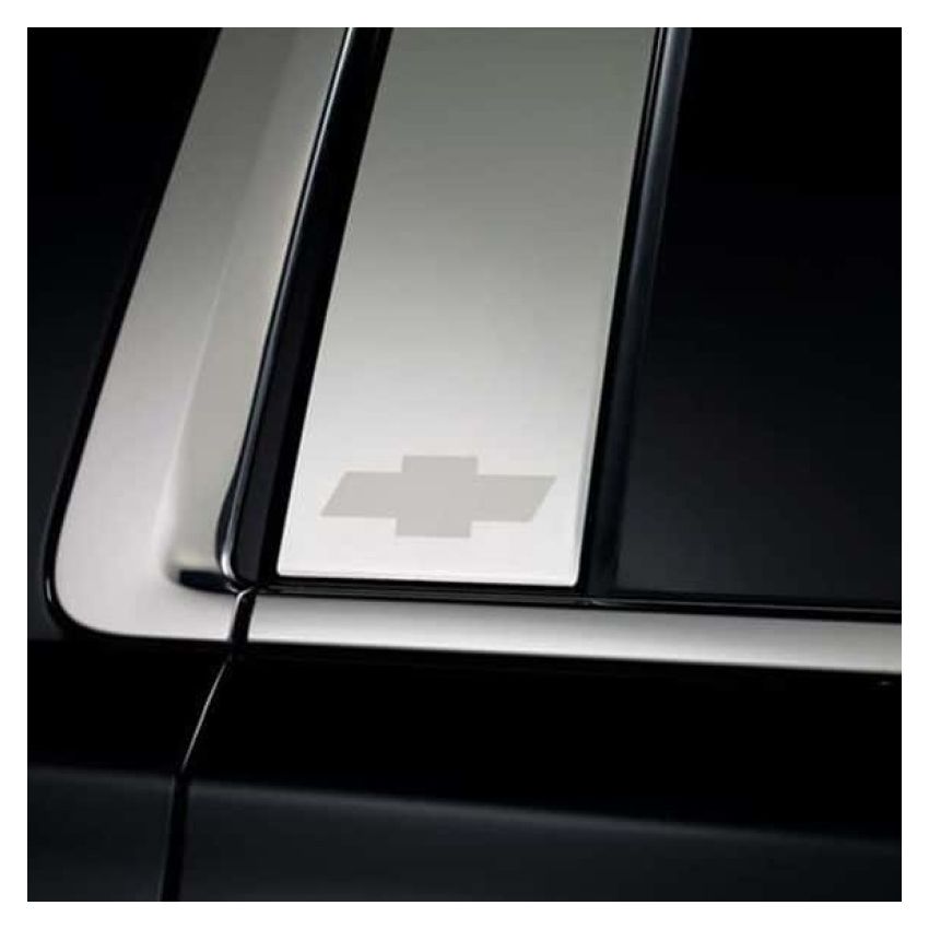 Putco 402671GM-1 2020 Chevy Silv HD - Chevy Bow Tie Etching - Crew Cab / Double Cab (6pcs) SS Pillar Posts