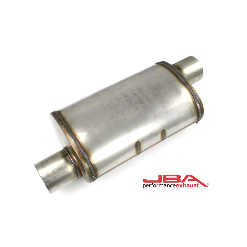 JBA Universal Chambered Style 304SS Muffler 14x8x5 3in Inlet Diameter Offset/Offset