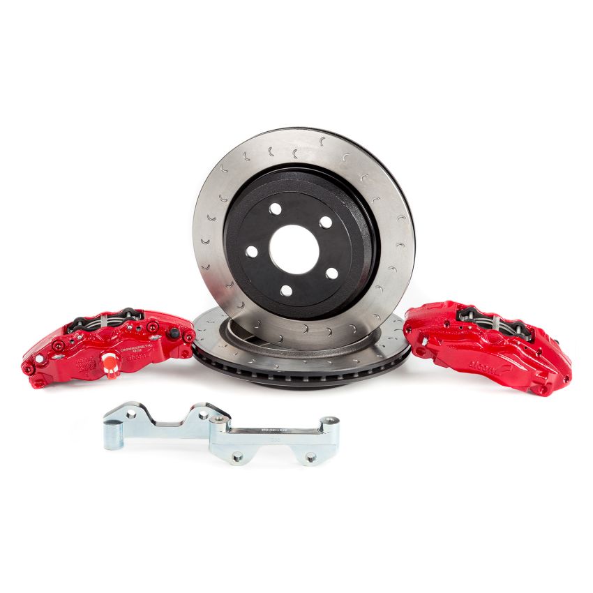 Alcon 2007+ Jeep JK-JL 330x22mm Rotors 4-Piston Red Calipers Rear Brake Kit (Includes Brake Lines)