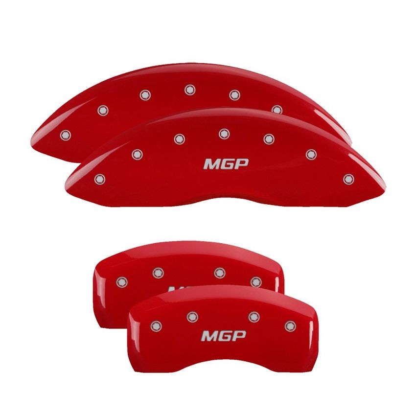 MGP 11098SMGPRD 4 Caliper Covers Engraved Front & Rear  Red finish silver ch