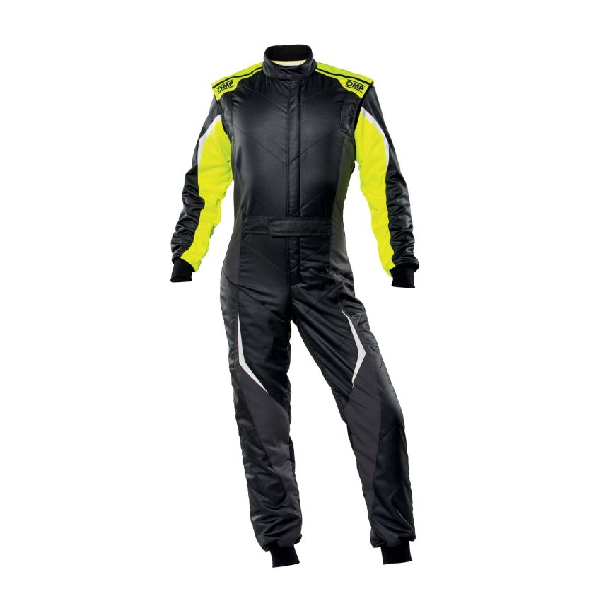 OMP RACING, INC. OMPIA01859-B01-SF-178-54 TECNICA EVO SUIT BLACK/Y ELLOW SIZE 54 FIA 8856-2
