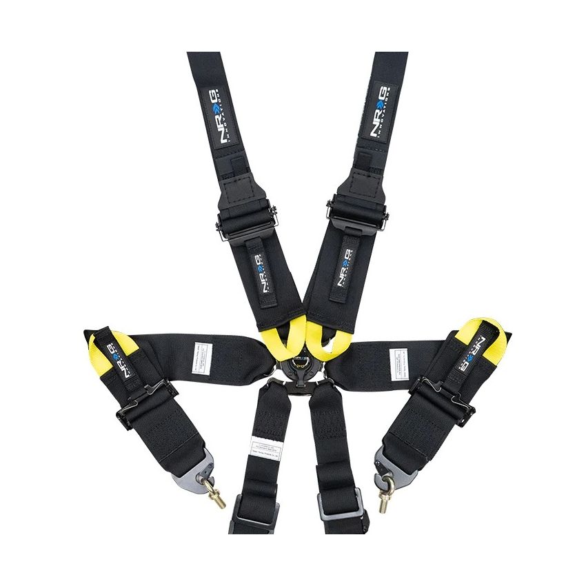 NRG SBH-HRS6PCBK FIA 6pt 2in. Shoulder Belt for HANS Device/ Rotary Cam Lock Buckle/ 3in. Waist Belt - Black