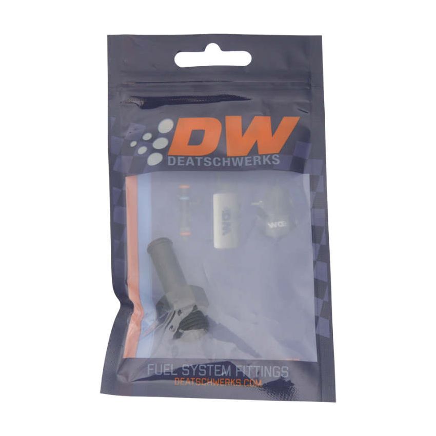 DeatschWerks 6AN ORB Male to 3/8in Male Barb Fitting (Incl O-Ring) - Anodized Matte Black