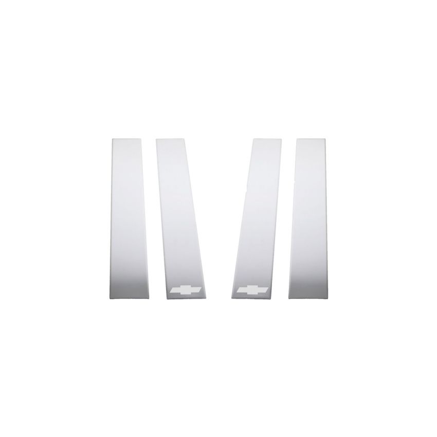 Putco 402671GM-1 2020 Chevy Silv HD - Chevy Bow Tie Etching - Crew Cab / Double Cab (6pcs) SS Pillar Posts