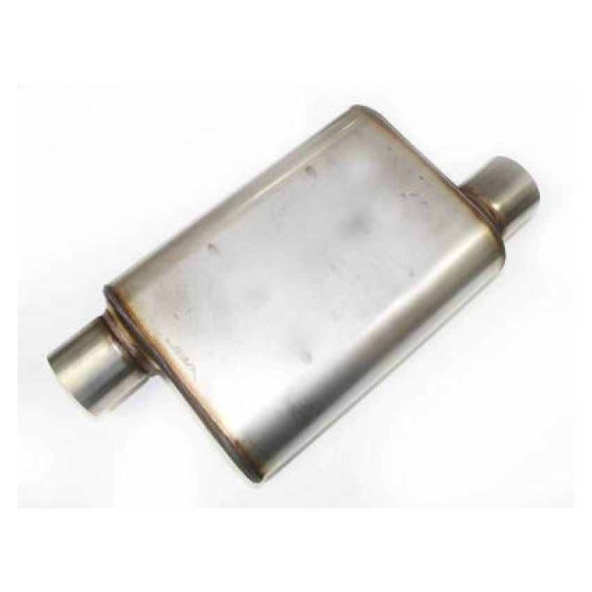 JBA Universal Chambered Style 304SS Muffler 13x9.75x4in 3in Inlet Diameter Offset/Offset