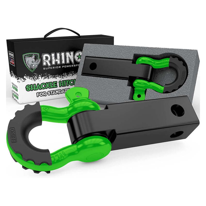 Rhino USA RG-HTHITCH2-GRN Shackle Hitch Receiver W/ D-Ring (Green)