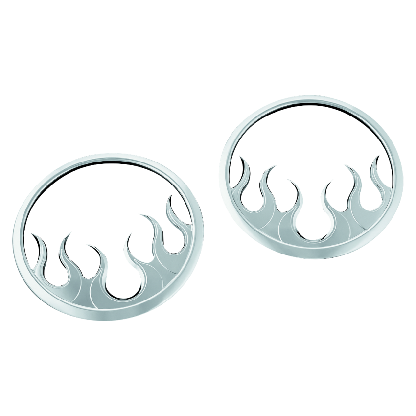 Kuryakyn 7374 Flame Speaker Grills For 14-Up Touring Models Chrome