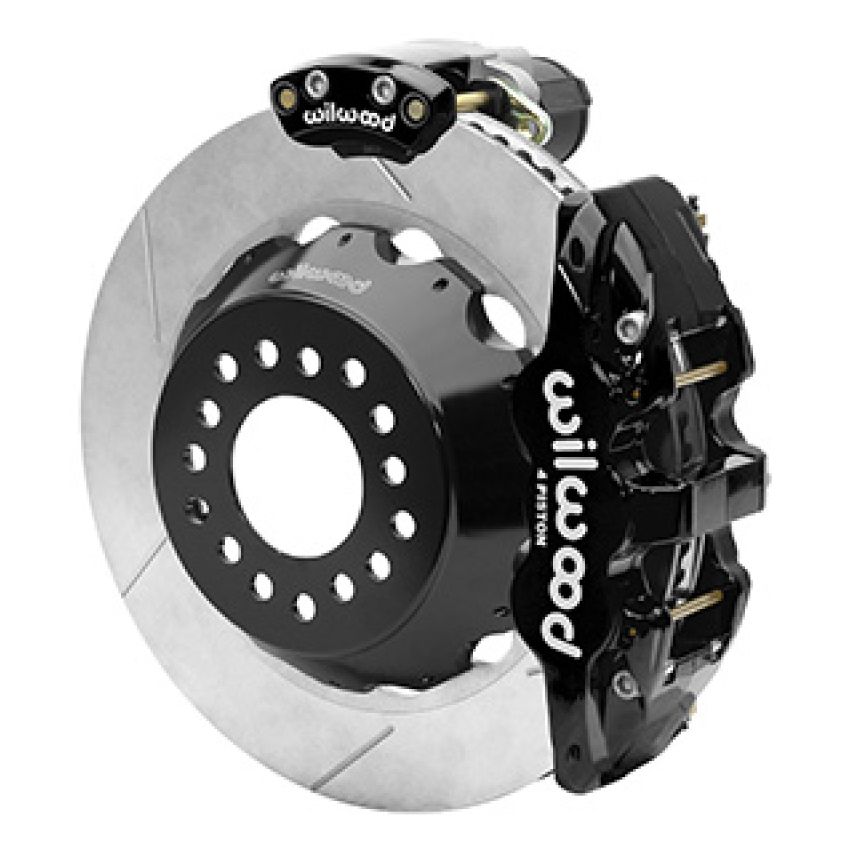 Wilwood 140-16170 AERO4 Big Brake Rear Electronic Parking Brake Kit - Black - Powder Coat Caliper - SLT Rotor