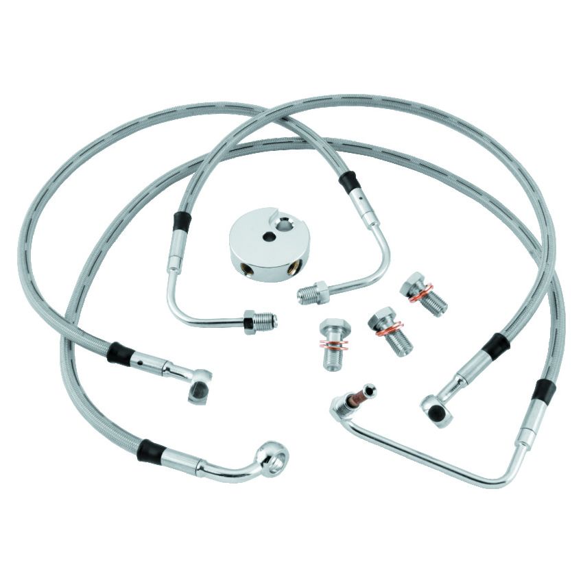 TwinPower 035904 Twin Power L86-11 FLST Models Exc 09-12 FLSTC 10-11 FLSTB SS Dot Brake Line Kit Front +6 In Length