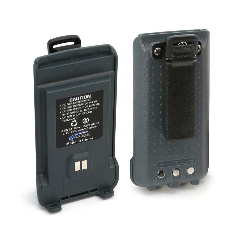 Rugged Radios BAT-GMR2 GMR2 Replacement Battery with 12v Charge Port and Belt Clip Grey