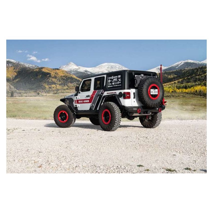 Road Armor 5182R1B-TC 18-20 Jeep Wrangler JL Stealth Rear Bumper Mid Width w/Tire Carrier Assembly - Tex Blk