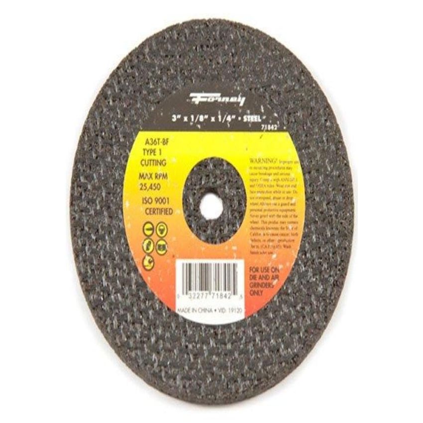 Forney 71842 Cut-Off Wheel with 1/4-Inch Arbor, Metal Type 1, A36T-BF, 3-Inch-by-1/8-Inch