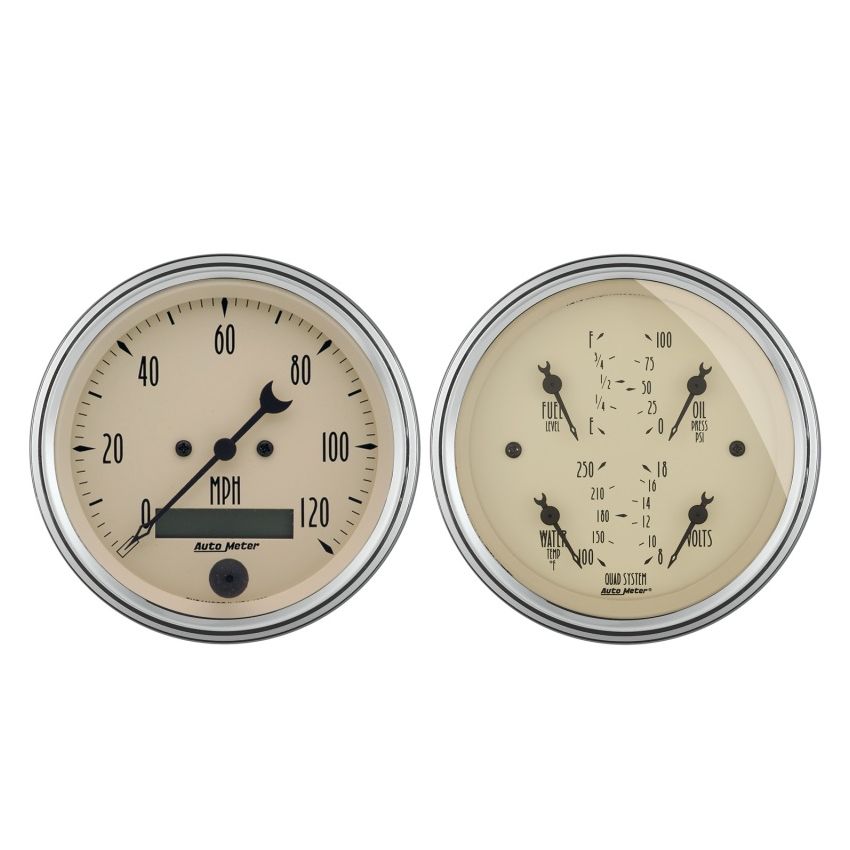 AutoMeter 1800 GAUGE KIT, 2 PC., QUAD & SPEEDOMETER, 3 3/8