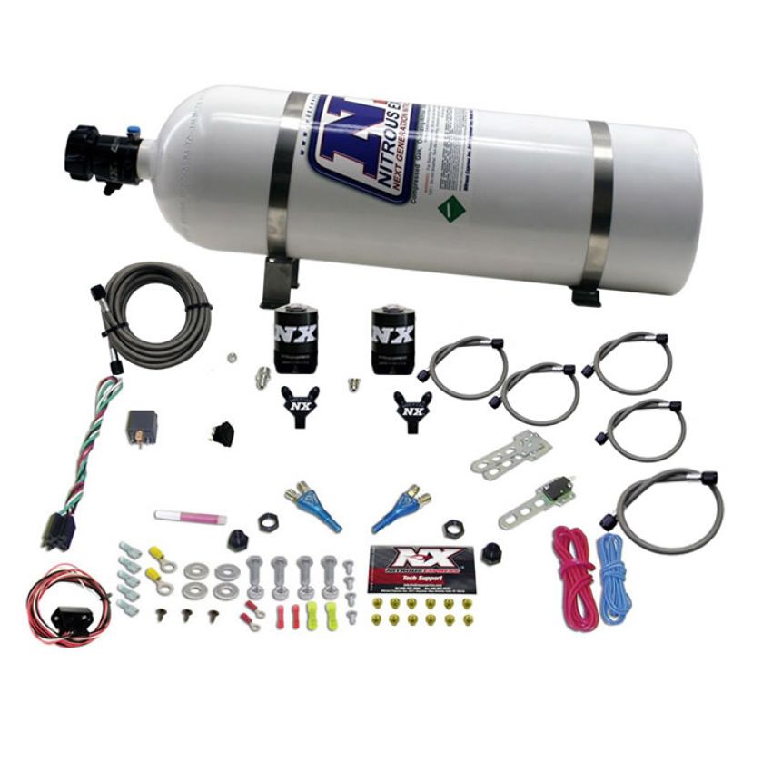 Nitrous Express 03-18 Nissan 350Z/370Z Dual Nozzle (35-150HP) w/15lb Bottle