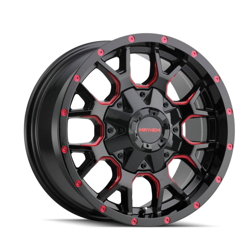 Mayhem 8015 Warrior 17x9 / 5x127 BP / -12mm Offset / 87mm Hub Black w/ Prism Red Wheel