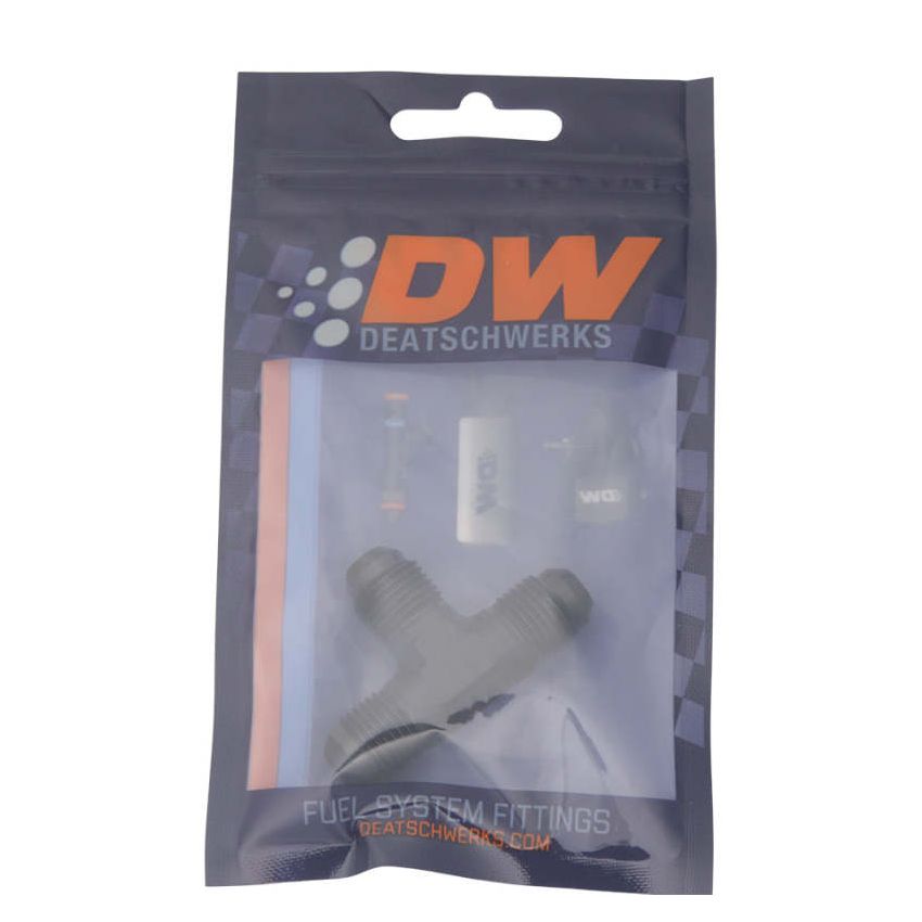 DeatschWerks 6AN Male Flare to 6AN Male Flare to 6AN Male Flare Tee Fitting - Anodized Matte Black