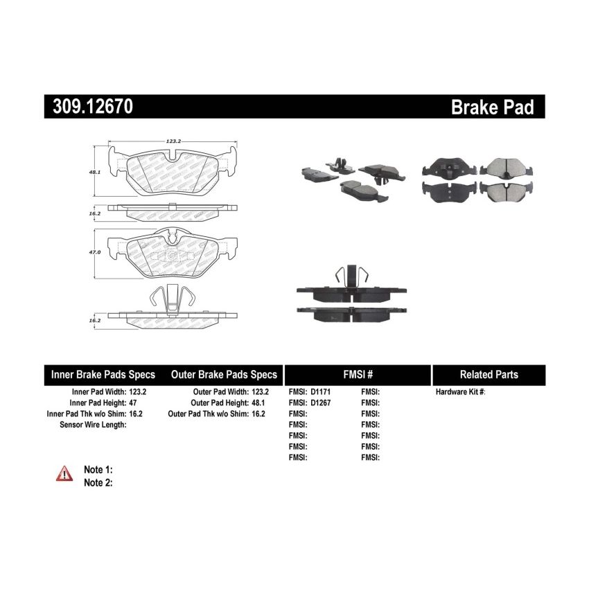 Stoptech 309.12670 Performance Brake Pads