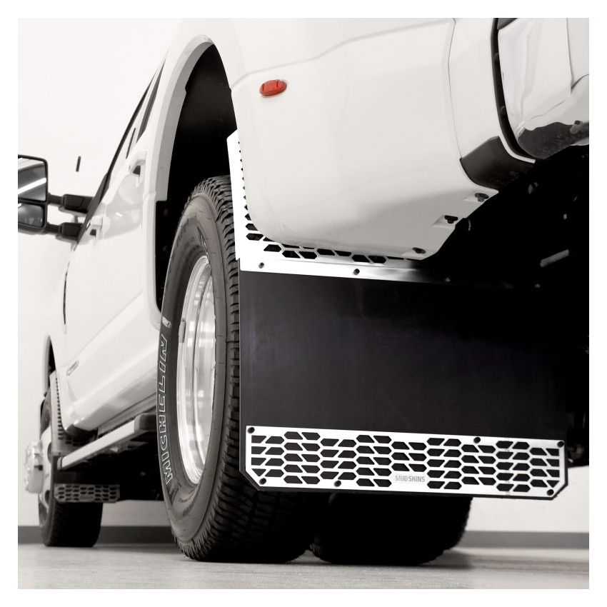 Putco 78055 11-16 Ford SuperDuty Dually - (Fits Rear) - Set of 2 Mud Skins - Polished SS w/ Hex Shield