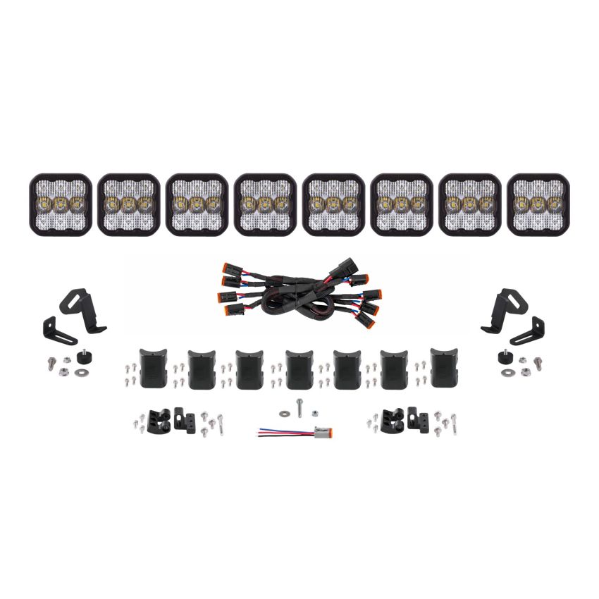 Diode Dynamics DD6802 SS5 Sport Universal CrossLink 8-Pod Lightbar - White Combo