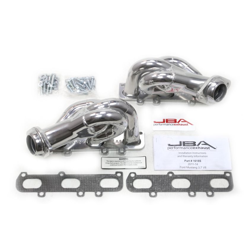 JBA 11-17 Ford Mustang 3.7L V6 1-5/8in Primary Silver Ctd Cat4Ward Header