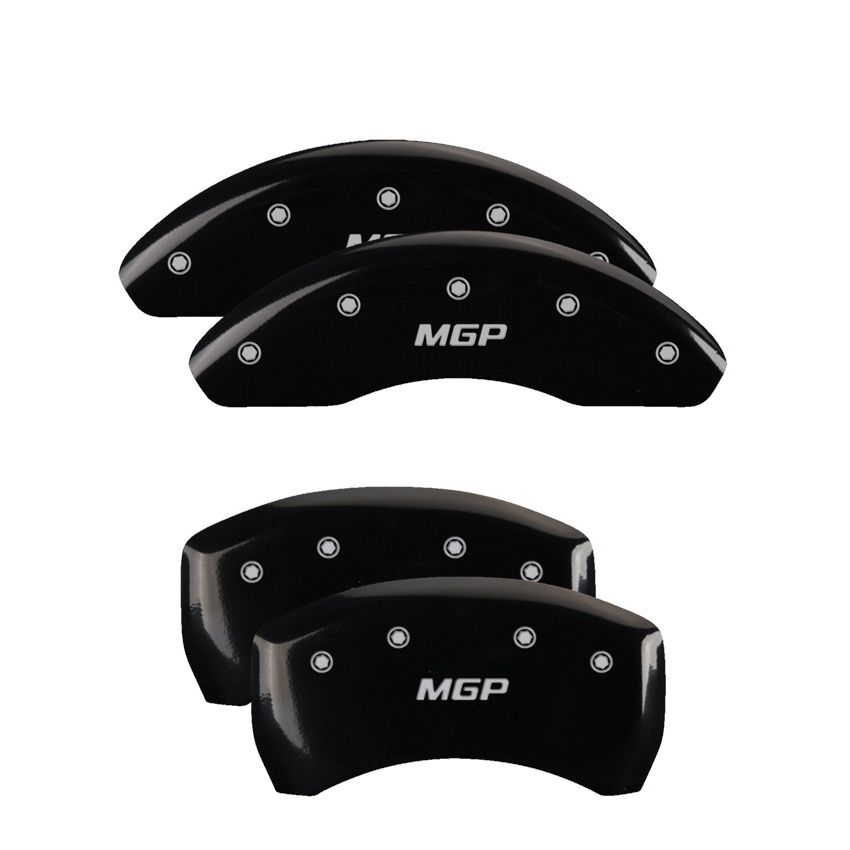 MGP 23202SMGPBK 4 Caliper Covers Engraved Front & Rear  Black finish silver ch