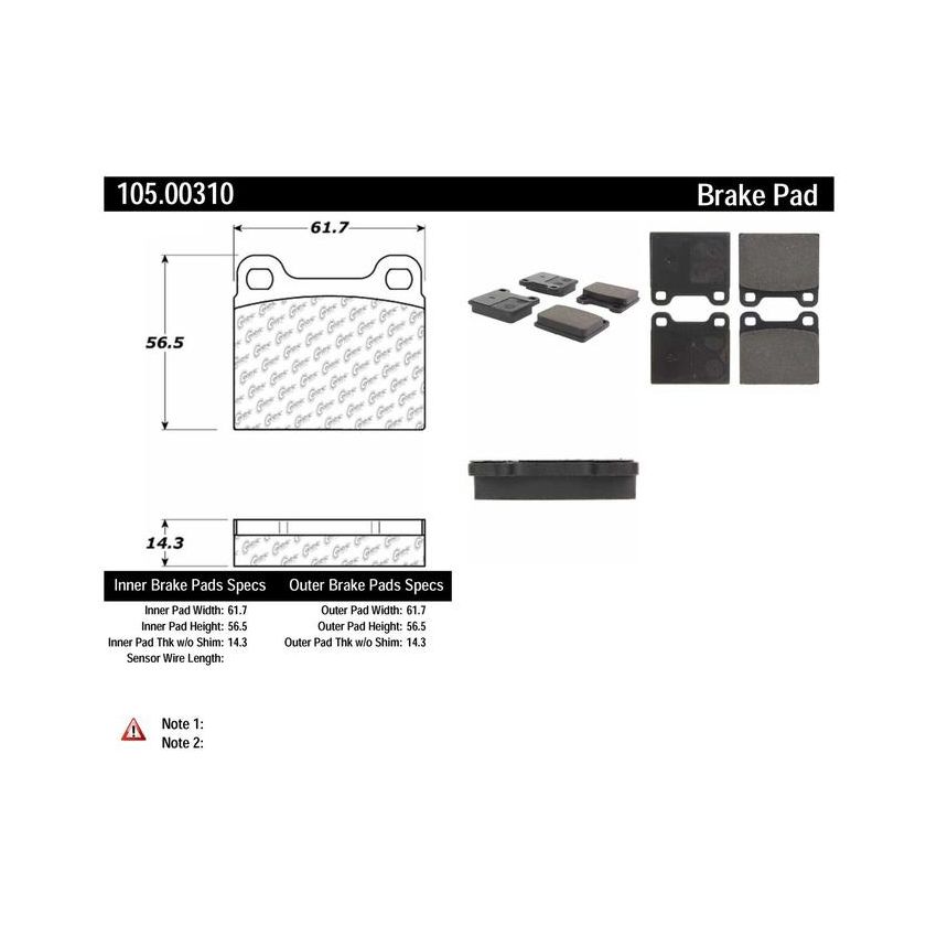 CENTRIC PARTS 105.00310 Posi Quiet Ceramic Brake Pads with Shims
