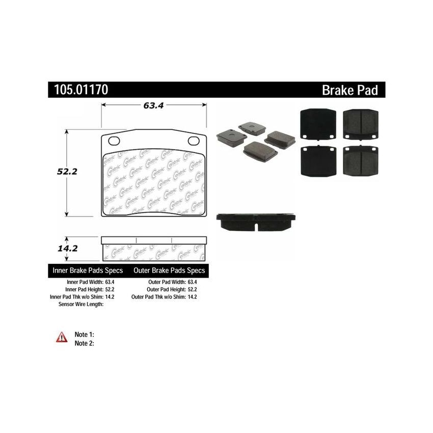 CENTRIC PARTS 105.01170 Posi Quiet Ceramic Brake Pads with Shims