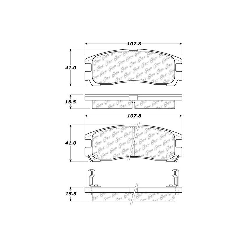 CENTRIC PARTS 105.03830 Posi Quiet Ceramic Brake Pads with Shims and Hardware