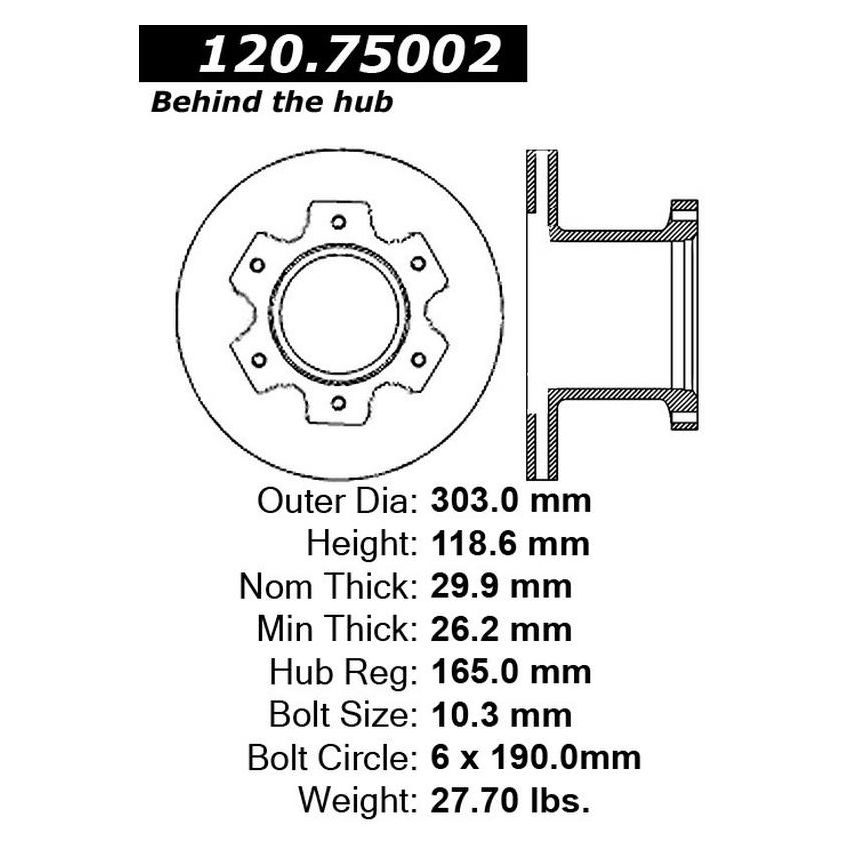CENTRIC PARTS 120.75002 Centric Premium Brake Rotor