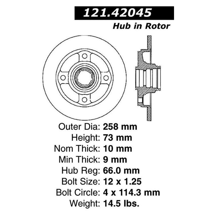 CENTRIC PARTS 121.42045 C-Tek Standard Brake Rotor