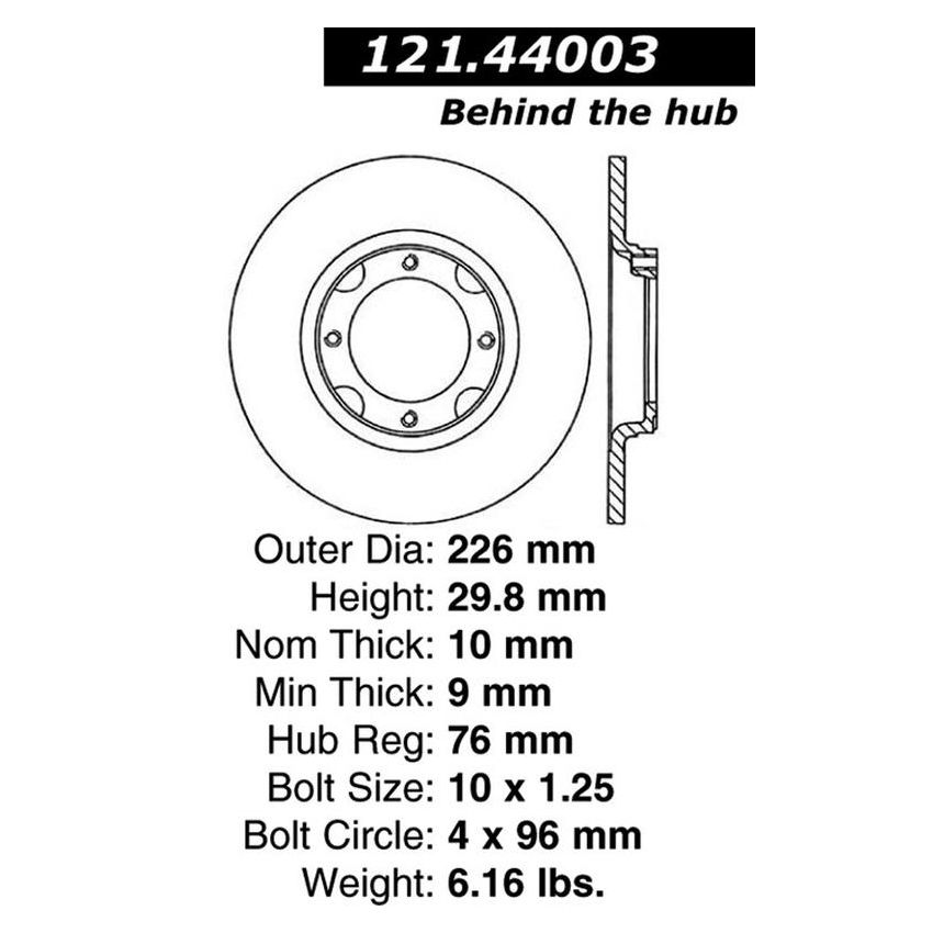CENTRIC PARTS 121.44003 C-Tek Standard Brake Rotor