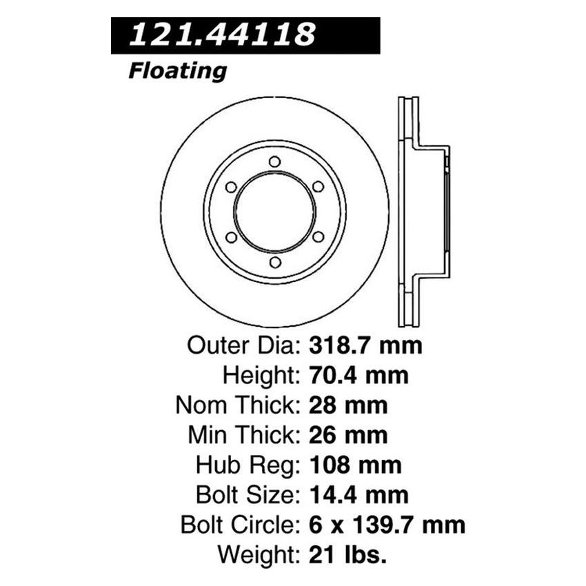 CENTRIC PARTS 121.44118 C-Tek Standard Brake Rotor