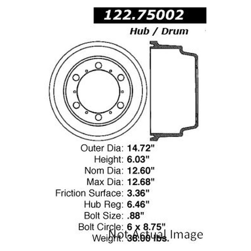 CENTRIC PARTS 122.75002 Centric Premium Brake Drum
