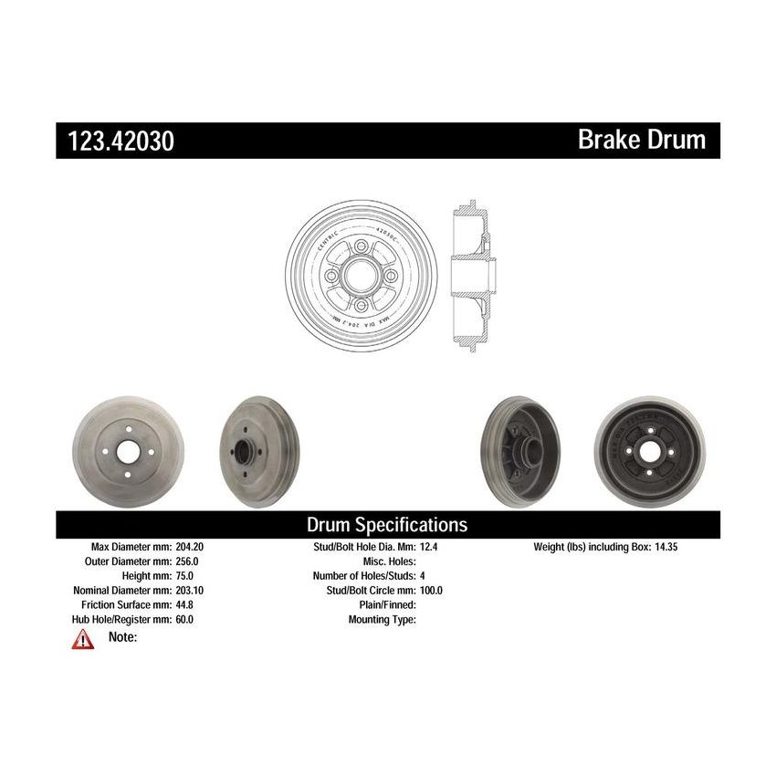 CENTRIC PARTS 123.42030 C-Tek Standard Brake Drum