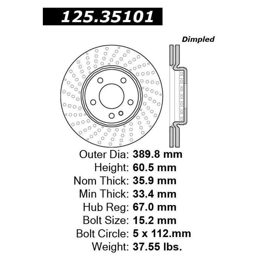 CENTRIC PARTS 125.35101 Centric Premium High Carbon Alloy Brake Rotor
