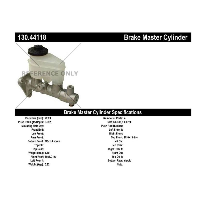 CENTRIC PARTS 130.44118 Centric Premium Brake Master Cylinder