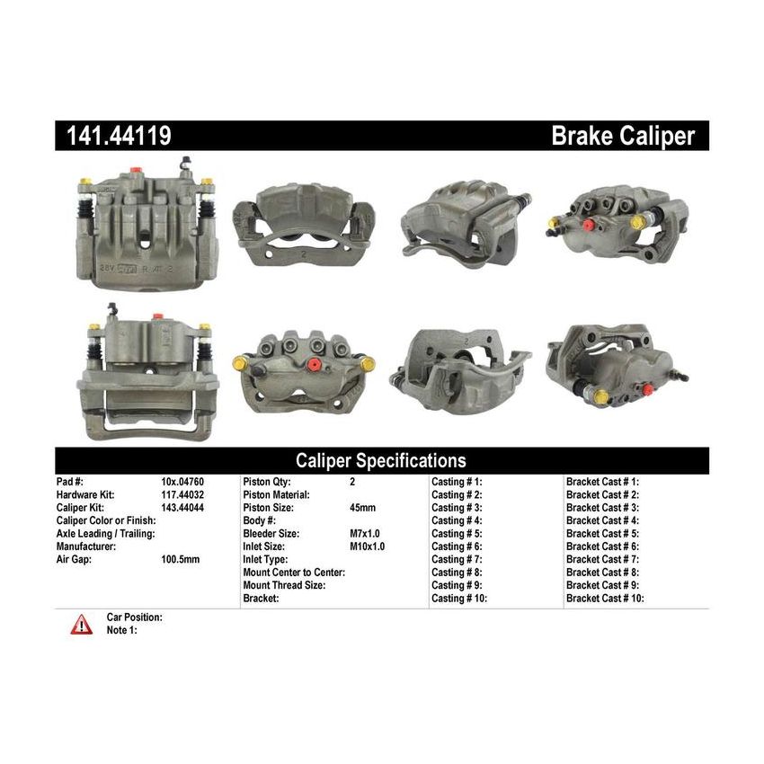 CENTRIC PARTS 141.44119 Centric Semi-Loaded Brake Caliper