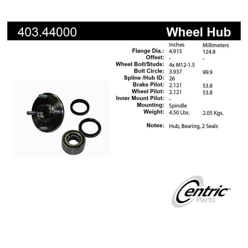 CENTRIC PARTS 403.44000 Centric Premium Hub and Bearing Hub Assembly Repair Kit