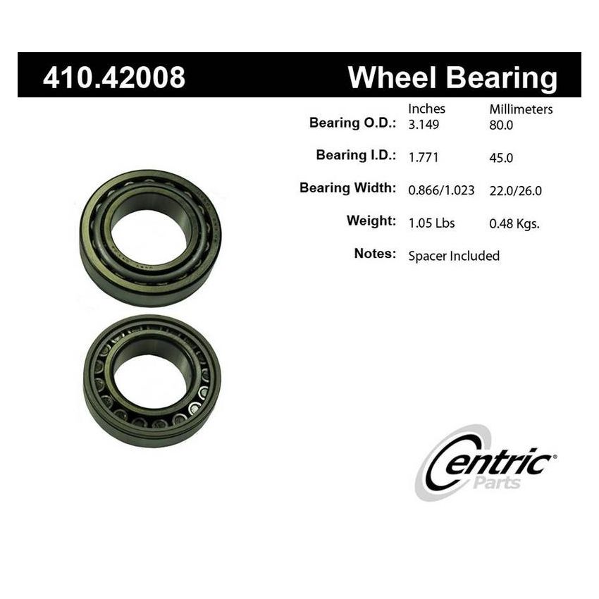 CENTRIC PARTS 410.42008 Centric Premium Wheel Bearing and Race Set