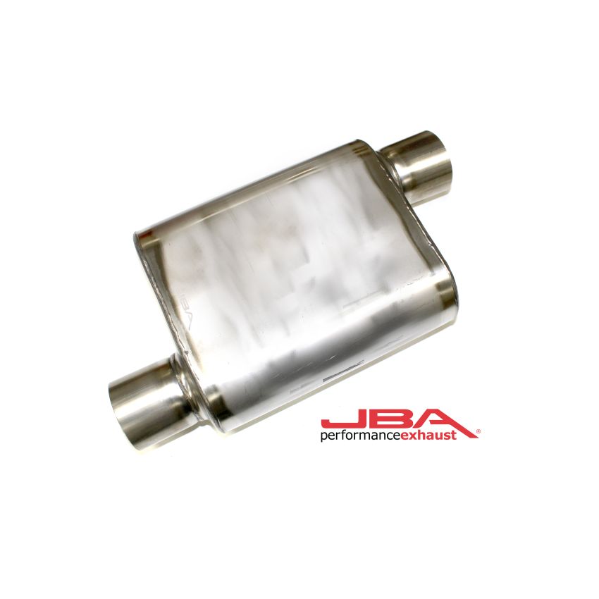 JBA Universal Chambered Style 304SS Muffler 11x9.75x4 3in Inlet Diameter Offset/Offset