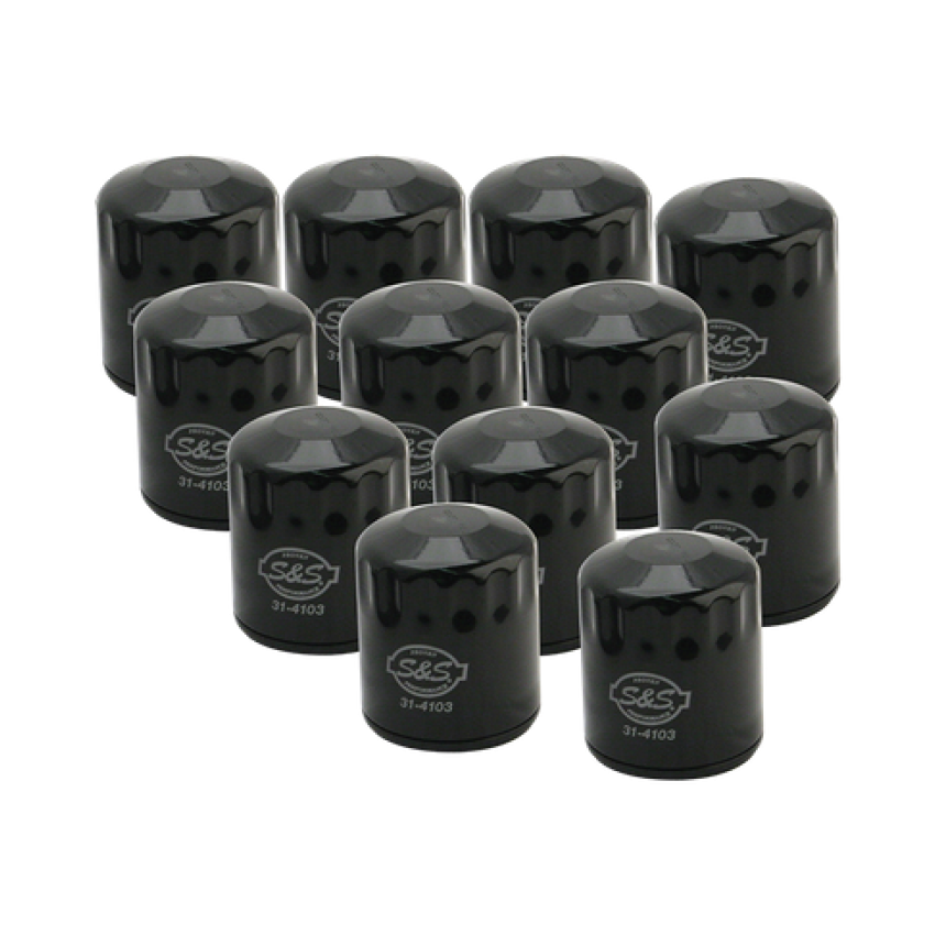 S&S Cycle 310-0241 99-18 BT/2017+ M8/X-Wedge Black Oil Filter - 12 Pack