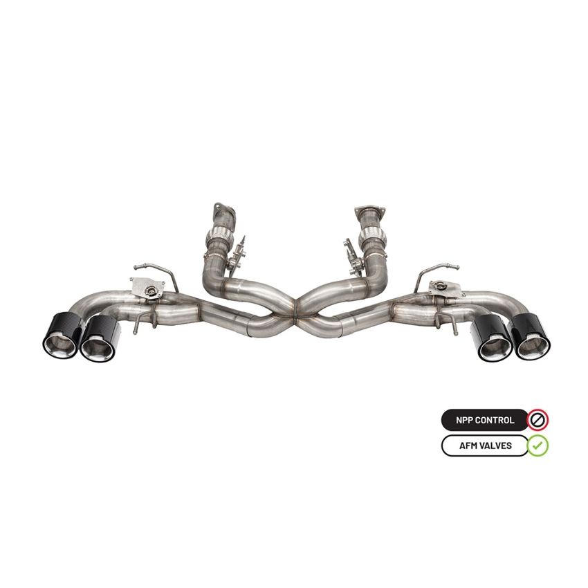 CORSA Performance 21106CF Corsa 2020-2024 Chevrolet Corvette C8 RWD 3in Delete 4 Valve Cat-Back w/NPP w/4.5in CF PolishedTips